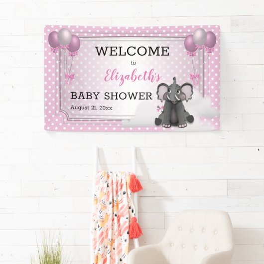 象 |バルーン |ドットガールピンク赤ちゃんシャワー 横断幕 (インサイチュ)