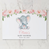 象,ピンクの水色の花,赤ちゃんシャワー ペーパーパッド (正面)