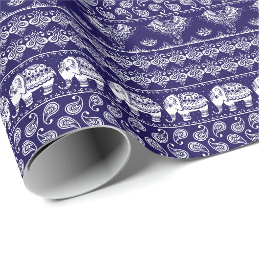 象、ペイズリー:部族ヴィンテージパターン。 ラッピングペーパー (ロールコーナー)