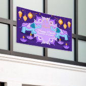 象、ランゴリ、ディヤと幸せなディワリ 横断幕 (ビルの外側)