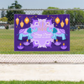 象、ランゴリ、ディヤと幸せなディワリ 横断幕 (インサイチュ)