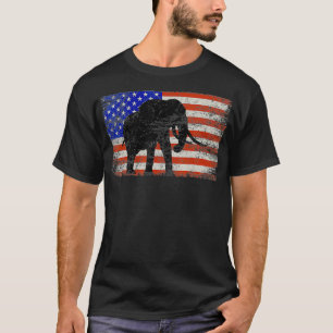 象 ヴィンテージ アメリカ USA 国旗 メンズ レディース 象 Tシャツ