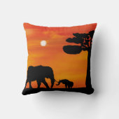 象，空，動物，日の出，自然，アフリカ クッション (裏面)