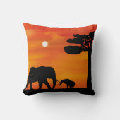 象，空，動物，日の出，自然，アフリカ クッション (正面)