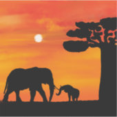 象, ,空 ,動物 ,日の出 ,自然 ,アフリカ , シール (正面)