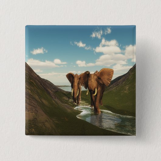 象 缶バッジ (正面)