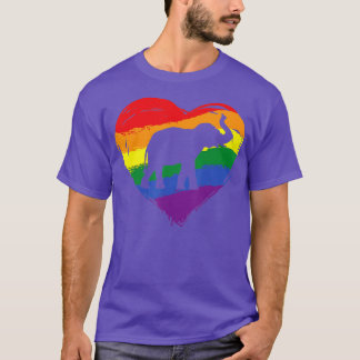 象LGBTQゲイプライドレインボーハートプライド国旗 Tシャツ