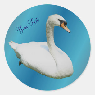 豪奢で白い白鳥動物のステッカー ラウンドシール