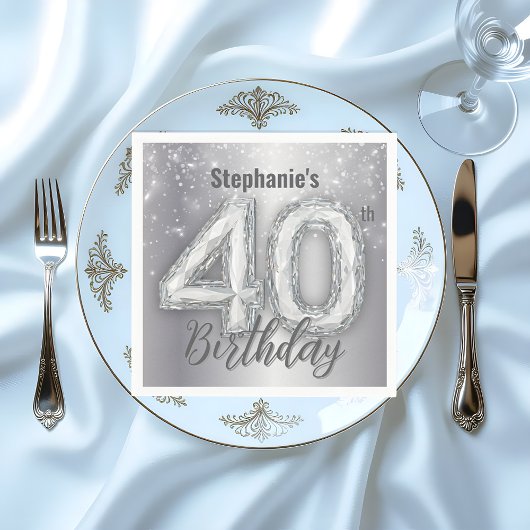 豪華きらめくな宝石40歳の誕生日 スタンダードカクテルナプキン
