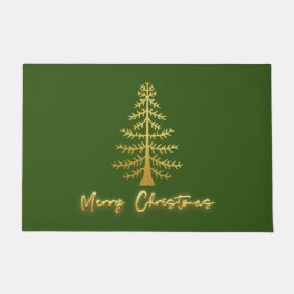 豪華きらめくな金ゴールドの木のエレガント緑 ドアマット