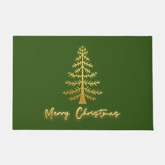 豪華きらめくな金ゴールドの木のエレガント緑 ドアマット (正面)