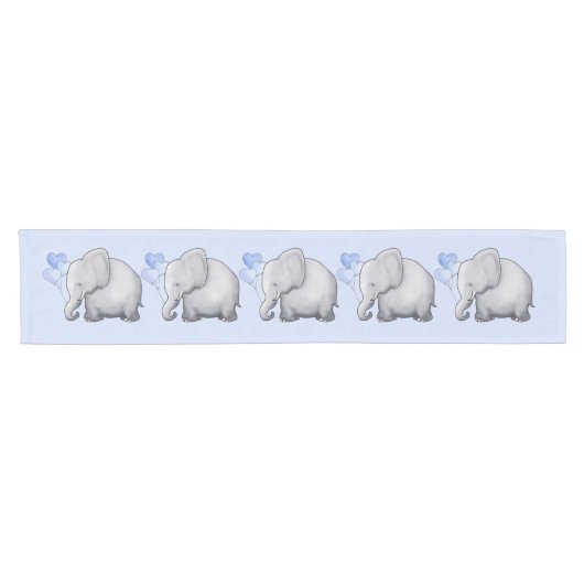 豪華でかわいく青い象の男の赤ちゃんの子供部屋 ショートテーブルランナー