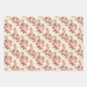 豪華でみすぼらしいシックなフローラブーケのピンクのバラ ラッピングペーパーシート (正面3)