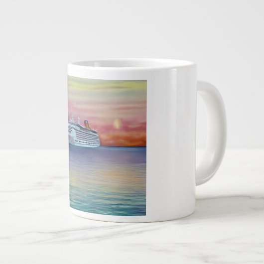 . .豪華でエキサイティングな方法を提供するクルーズ船 ジャンボコーヒーマグカップ (正面右)