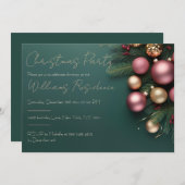 豪華でエレガントなクリスマスパーティーの招待状 シーズンカード (正面/裏面)