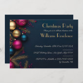 豪華でエレガントなクリスマスパーティーの招待状 シーズンカード (正面/裏面)