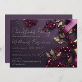 豪華でエレガントなクリスマスパーティーの招待状 シーズンカード (正面/裏面)