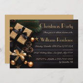 豪華でエレガントなクリスマスパーティーの招待状 シーズンカード (正面/裏面)