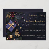 豪華でエレガントなクリスマスパーティーの招待状 シーズンカード (正面/裏面)