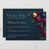 豪華でエレガントなクリスマスパーティーの招待状 招待状 (正面/裏面)