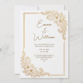 豪華でエレガントな花のゴールドの結婚式のカード 招待状