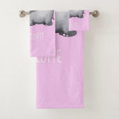 豪華でパーソナライズなピンクのベビー象の子供部屋 バスタオルセット (インサイチュ)