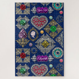 豪華でビクトリアンなジュエリーのブローチの宝石用原石のコラージュ ジグソーパズル