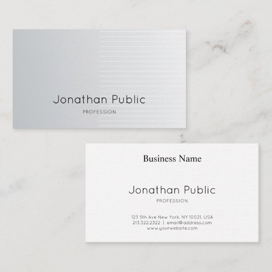 豪華でモダンでシックなデザインの銀の平野のプロフェッショナル 名刺 (正面/裏面)