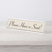 豪華で上品な「どうぞ座って！」 デスクネームプレート (正面)