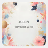 豪華で明るいパステルオンブルグリッターの花嫁シャワー スクエアシール (正面)
