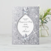 豪華で洗練されたエレガントな銀の輝きとダイヤモンドのボウ 招待状 (スタンド正面)