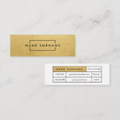 豪華で粋でモダンでミニマルな小型金ゴールドの名刺 スキニー名刺 (正面/裏面)
