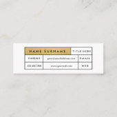 豪華で粋でモダンでミニマルな小型金ゴールドの名刺 スキニー名刺 (裏面)