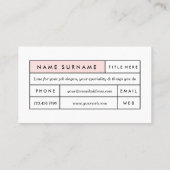 豪華で粋な最小主義の霧深いばら色の名刺 名刺 (裏面)