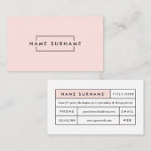 豪華で粋な最小主義の霧深いばら色の名刺 名刺 (正面/裏面)