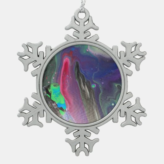 豪華で絶妙なクリスマスツリーオーナメント! スノーフレークピューターオーナメント (正面)