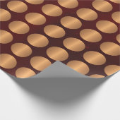 豪華で華やかなブルゴーニュと金ゴールドの大きな水玉模様 ラッピングペーパー (角)