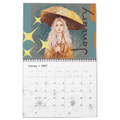豪華で豪華な水彩傘の女の子 カレンダー (1月 2027)