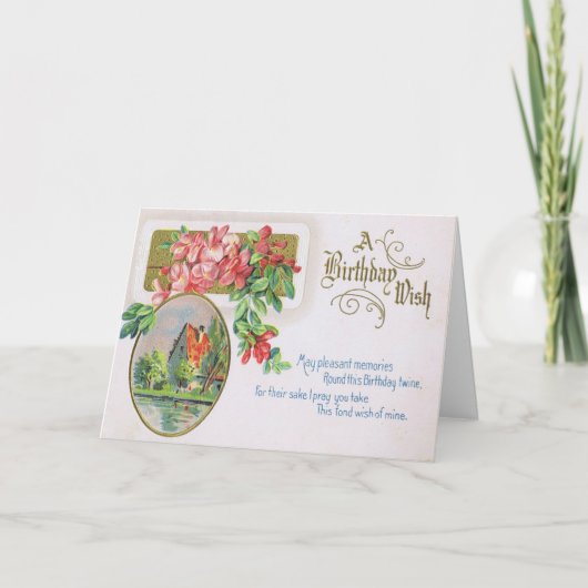 豪華で赤いバラが付いているファンシーなバースデー・カード カード (正面)