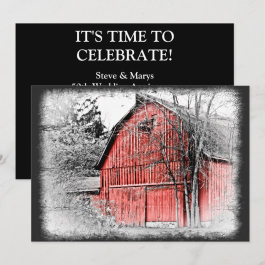 豪華で赤い納屋 招待状 (正面/裏面)