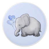 豪華で青いハート象の男の赤ちゃんの子供部屋 セラミックノブ (正面)