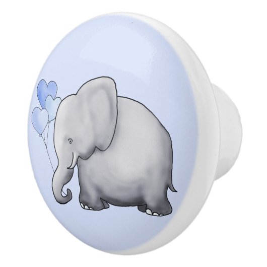 豪華で青いハート象の男の赤ちゃんの子供部屋 セラミックノブ (右)