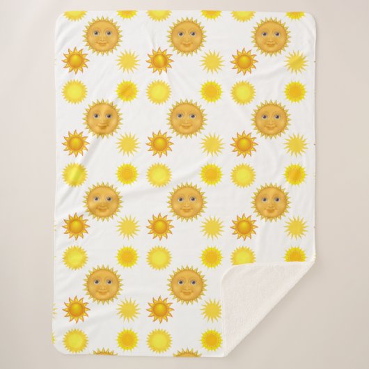 豪華で飾り立てた笑顔の太陽のパターン シェルパブランケット (正面)