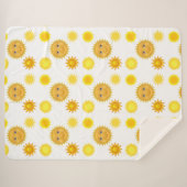 豪華で飾り立てた笑顔の太陽のパターン シェルパブランケット (正面(横))