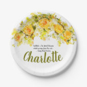 豪華で黄色およびオレンジ花のスプレー ペーパープレート (正面)