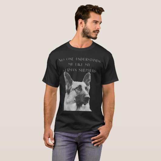 豪華で黒い及び白人のジャーマン・シェパード Tシャツ (正面フル)