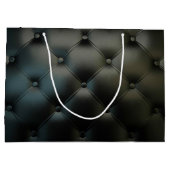 豪華で黒い革質 ラージペーパーバッグ (裏面)