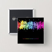 豪華で、カラフルな星 缶バッジ (正面&裏面)