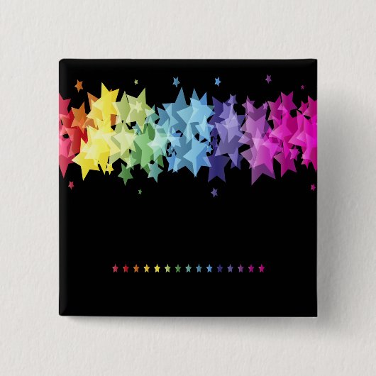 豪華で、カラフルな星 缶バッジ (正面)