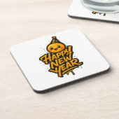 豪華なかわいい新年の落書き – Diagonal Cele コースター (左側)